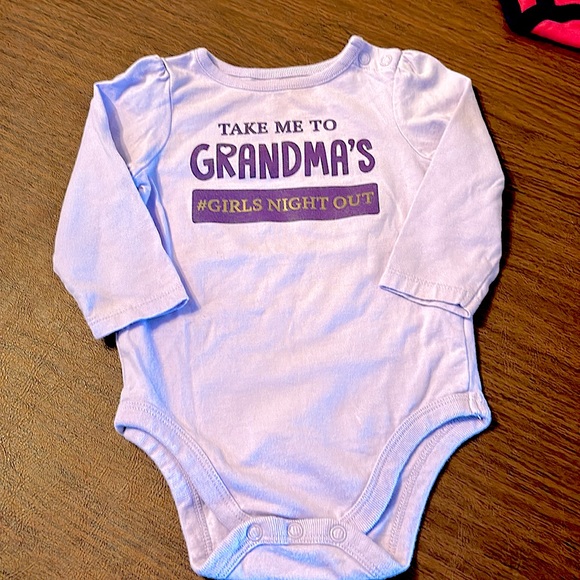 Set of 2 long sleeve bodysuits and 1 pair of Navy ruffle butt pants. - Picture 2 of 13